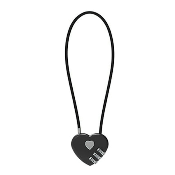 Kärleksform Lås Bröllopspresent Hjärta Lösenord Kod Hänglås Vagn-fodral Koncentriskt lås Långt vajer Lösenord Hänglås Black 30cm