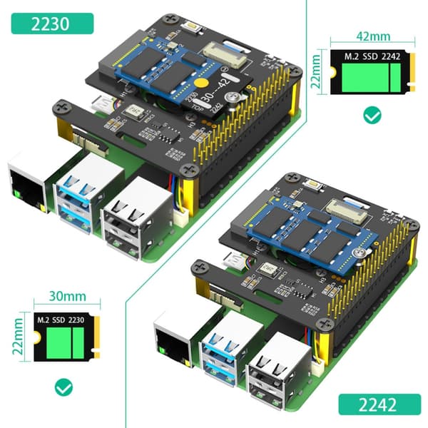 3 i 1 Combo M.2 NVME Till Pcie Adapter Stöder M.2 2230 2242 M Key NVME SSDs