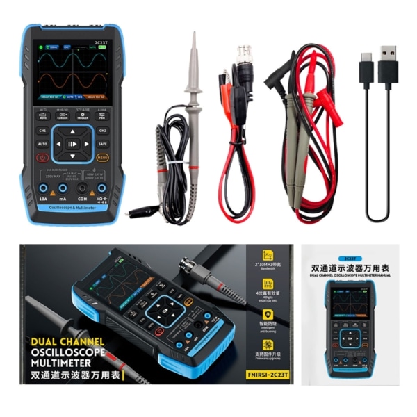 Bärbar 3 i 1 handhållen multimeter digitalt oscilloskop Mångsidig och effektiv DDS-funktionssignalgeneratorer 2,8"-skärm