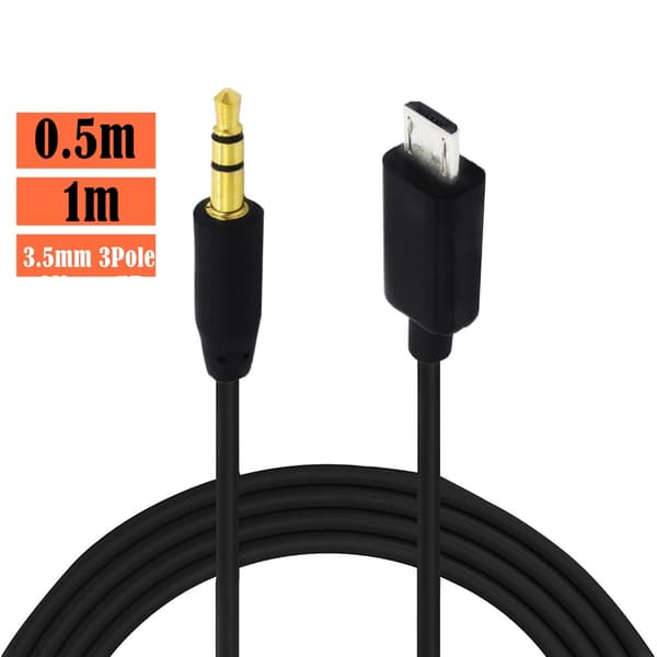 Micros USB til 3,5 mm hann lydbil Aux-kabel for tilkobling til bilsystemer