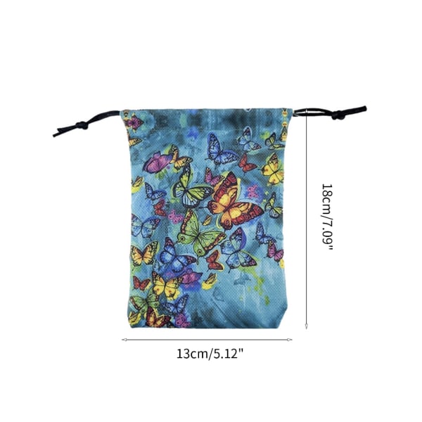 Fjärilspåse med dragsko Tarotkortförvaringsväska Smyckespåse för tarotentusiaster Tarotkorttärningar Hållarepåse B