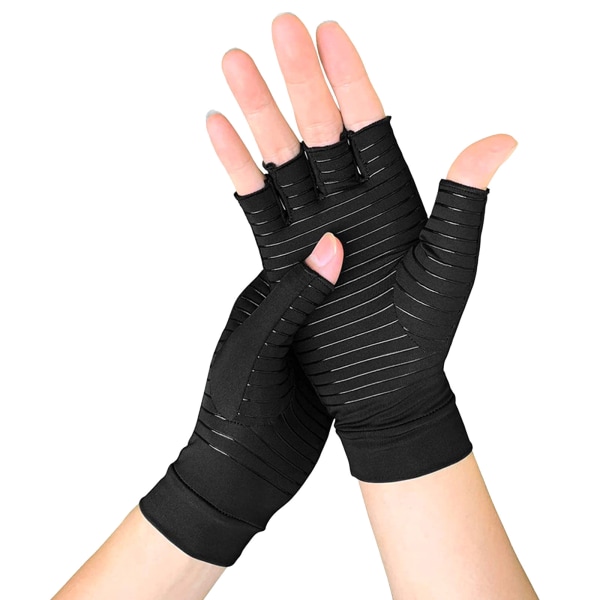 1 Par Kompresjonshansker Kobberfiber Halvfingerhansker Utendørs Sport Fitness Sykling Sklisikre Hansker Unisex