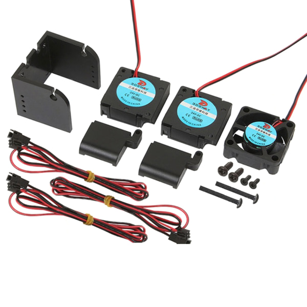 3D Printer Dele 2 i 1 ud DualHead Ekstruder Hotend Blæserbeslag DC12v/24v 3010 Køleblæser Blæserguide Kit