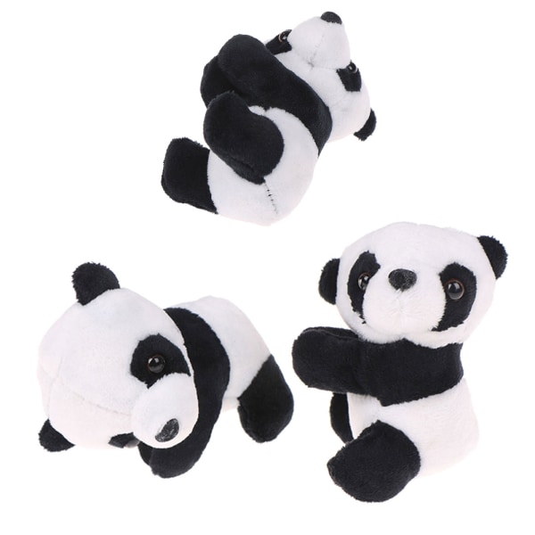 Nyhet Lovely Finger Panda Clip Plysch 4'' Panda Clips Svart Vit Kramande Panda för docka Gardinklämma för pärlgardiner