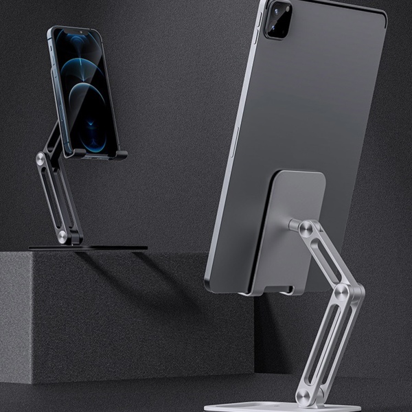 Vikbart tabletthållarställ 360° rotation för 5 till 14 tums surfplatta Smartphonesäng Desktop Lazy Holder Fästestöd Black