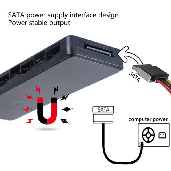 ARGB PWM Kabinetblæser Hub Controller SATAs Strøm 8 Port LED PC Køletilbehør