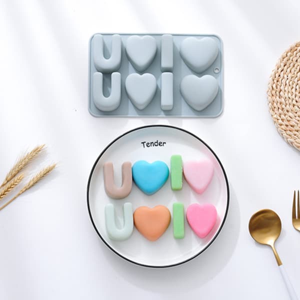3D Valentinsdag Kærlighed Silikoneform Non-Stick Chokolade Slik Cupcake Forme Blue