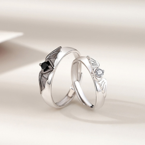2 st Demon & Angel Finger Ring Matchande Par Vänskap Öppna Justerbara Ringar Set Minimalistisk Förlovningssmycken