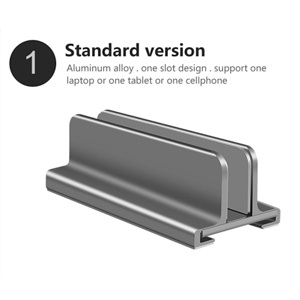 Vertikal bärbar stativ Justerbar dockningshållare för Dell Pad Notebook Tablet Kylhållare Skrivbord Organizer Hylla Silver Dual card slots