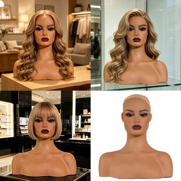 Kvalitet Halvkropps Mannequin Hode For Parykker Hatter Og Tilbehør Utstillingsstativ