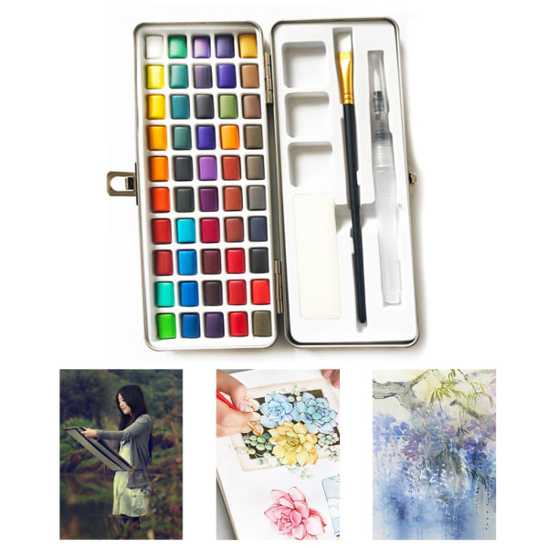 50 färger fast akvarellfärg Pigment Set Bärbar för nybörjarteckning Art
