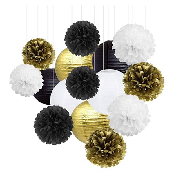 15 st Toalettpapper Pompoms för Jul Halloween Hem Trädgård Dekoration Bröllop Födelsedagsfest Hängande Blombollar