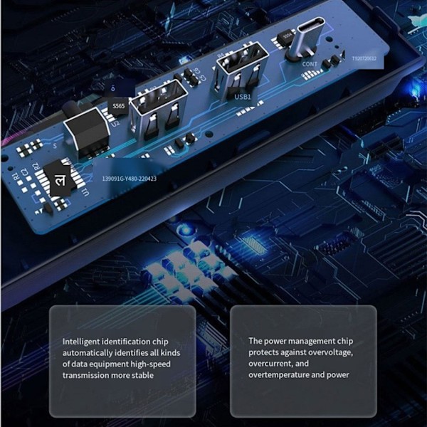 Dockningsstation Driven Splitter Förlängning USB Spiliter för