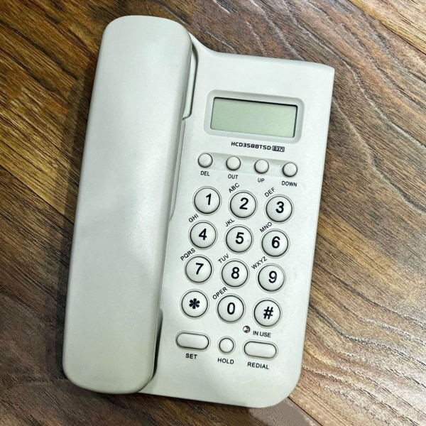 Trådbunden telefon med nummerpresentation Trådbunden klassisk fast telefon Stationär vägg Trådbunden telefon Telefon med stor knapp White