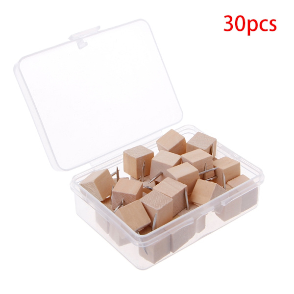 30 st Trätumme Quadrate för Kreativ Dekorativ Ritning Push Pins Trä