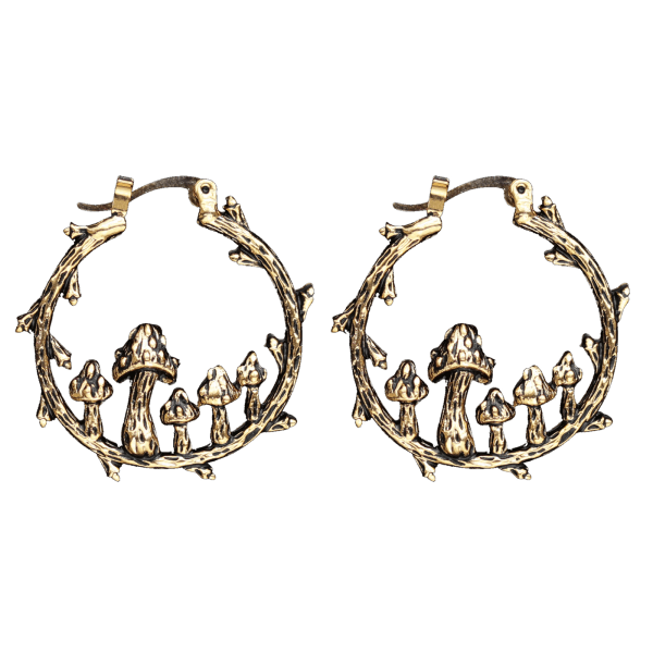 Vintage runda guldsvamp Dangle örhängen för kvinnor uråldriga kreativitet Metall Geometrisk guldbåge örhängen Smycken