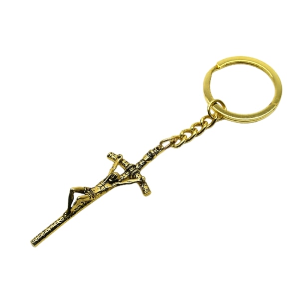 Metallkorsnyckelring Vintage Christian Jesus-nyckelringar Faith-nyckelhållare Onda skydd för bilväska Smyckeshänge män