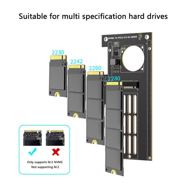 PCIe5.0 til NVMe2.0 Kort til Spillekonsoller Højkapacitets Databehandling