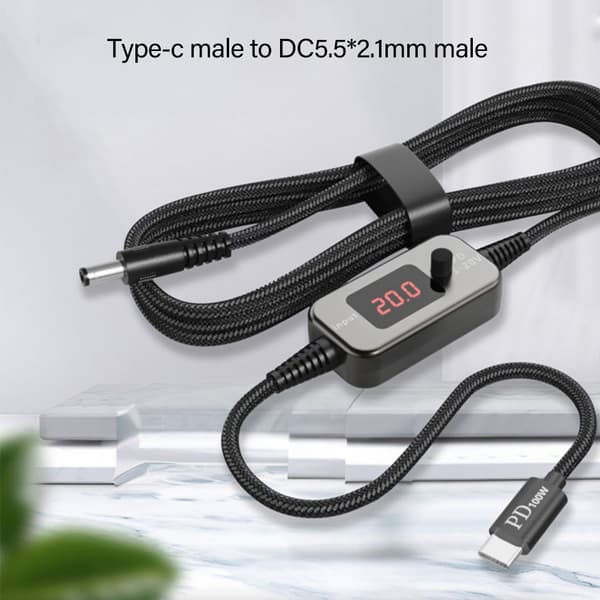 Justerbare Spændinger USB C til DC5525 Strømkabel med 34 Adaptere til Bærbare Computere