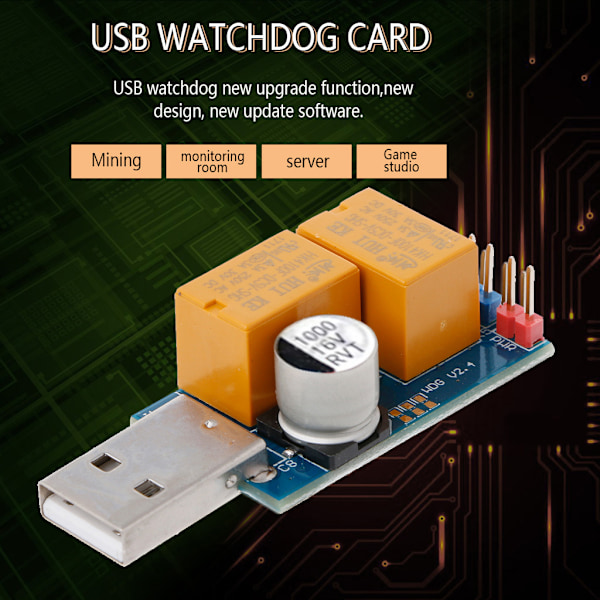 Mining USB Watch-Dog Crash 24H obevakad automatisk omstart Double Relay Timer Omstart för PC Gaming Server Miner