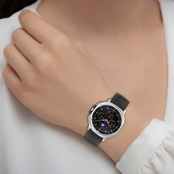 Bløde silikone læderremme åndbart behageligt design til 40mm 44mm 46mm Sm Black