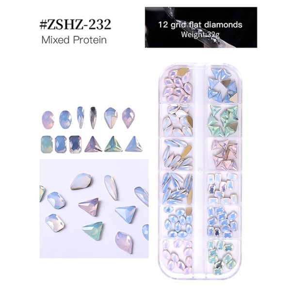 Irregular Rhinestones Clear Hotfix Rhinestones Kit Flatback Nail Crystals Mix Shapes White AB Colorful Acrylic 231