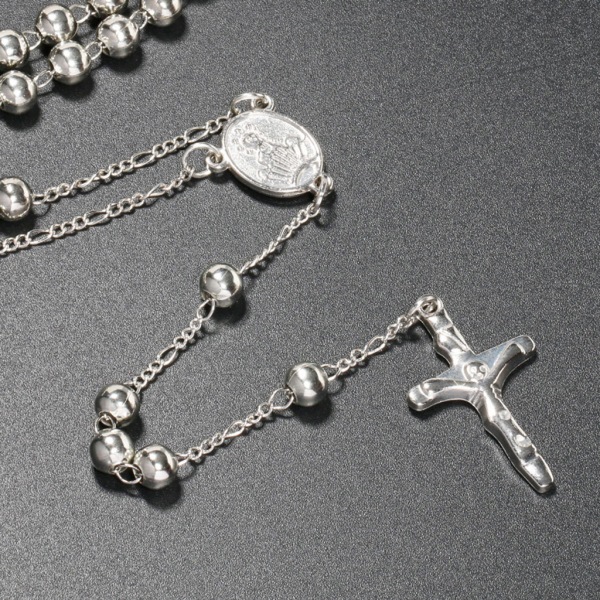 6mm Rosenkrans Bön Pärlor Halsband katolska kristna religiösa smycken Charm present för män kvinnor för korshänge Jewelle Gold-color