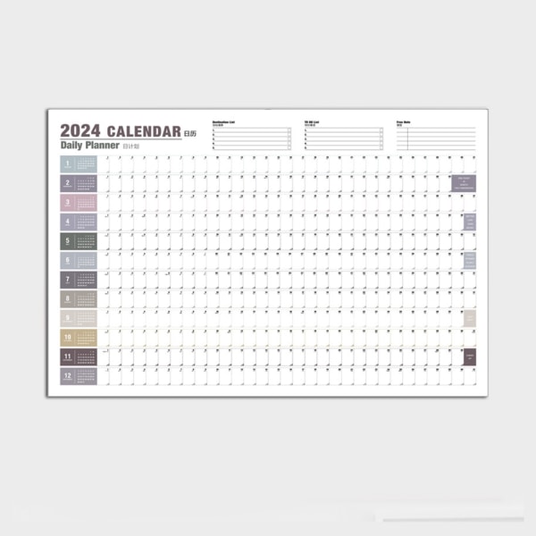 2024 Skrivbordskalender, 12 månaders Skrivbordskalender Väggkalenderkombination, 2024 Höjdpunktshelger, Planeringskalender, Tjockt papper
