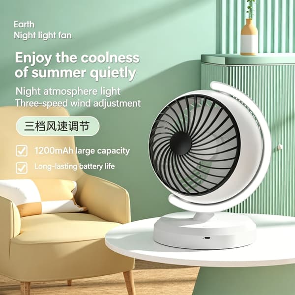 Innovativ plastluftcirkulationsventilator med blødt lys til ethvert arbejdsområde