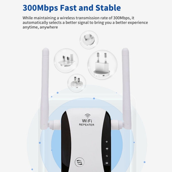 WiFi Range Extender Internet Booster Router Trådlös Signal Repeater Förstärkare Full täckning UK