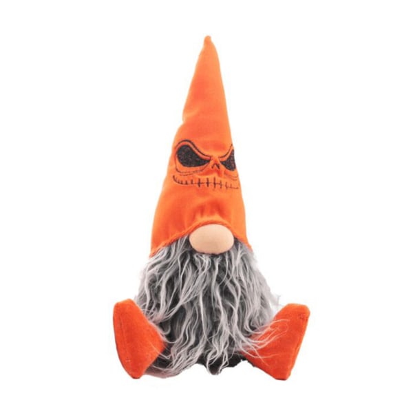 Halloween Gnome Handgjord Tomte Svenska Gnomes Sittande Nisse Skandinaviska Gnomes Orange