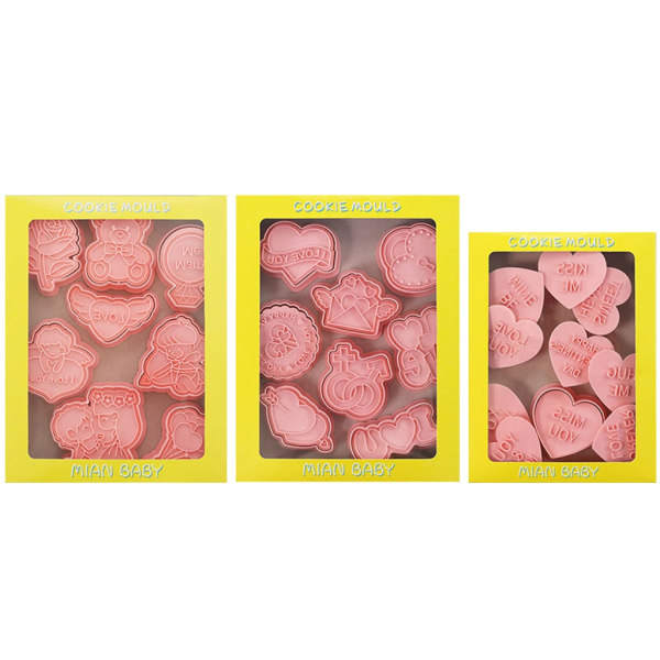 Set med 26 Alla hjärtans dag-serien kakformar PP-material kakformar DIY kakformar för bakning