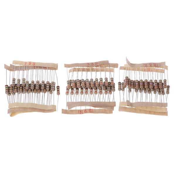 300 st Resistor Kit 1W 5% 0,1-750 Ohm Kolmotstånd 30 Värden Resistor Set