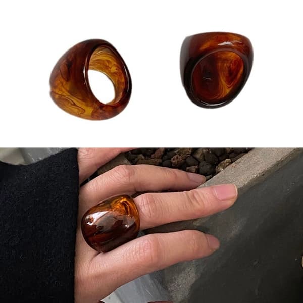 Chic Kaffe Tone Resin Ring Tilbehør Ideel til Modebevidste Kvinder