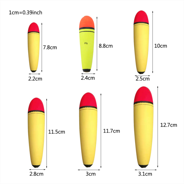 5st Bärbar flytkraft EVA Foam Fiske Float Led Inline Bobbers Flytande för Cat Fish Gädda Camping Fiskeutrustning 10g