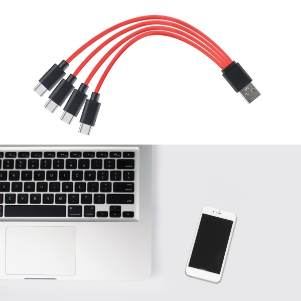 Slitstark 4 i 1 Convert Type-C USB -kabel Sladd Wire Splitter Laddning 4 portar kompatibel för telefon Laptop Surfplatta Laddningskabel