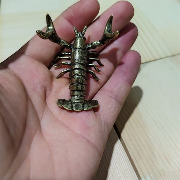 Retro Messing Små Hummer Ornament Solid Kobber Kreps Statue Figurer