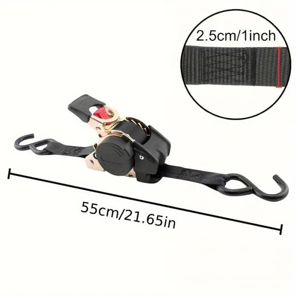 Infällbar spännband med spärr 2 meter polyester för lastbilslastskydd Black