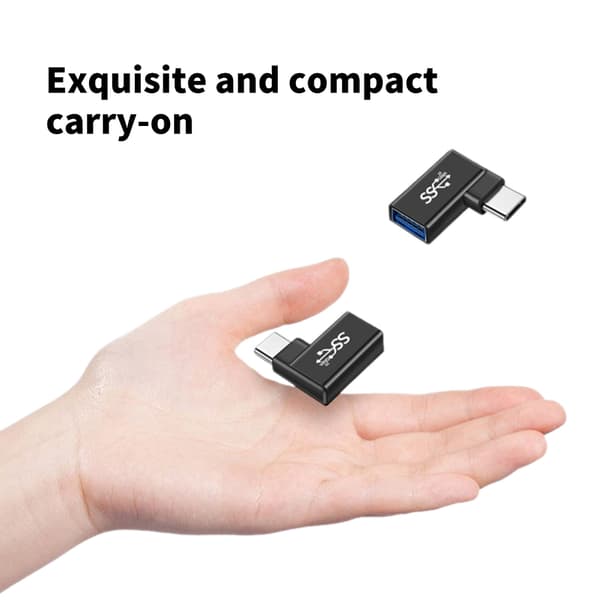 USB C - USB-sovitin 90 asteen kulmalla, pikalataus, plug and play