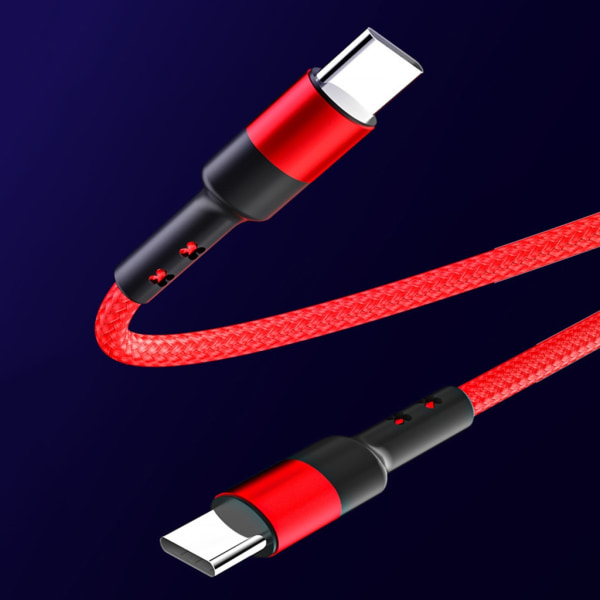Type-C laddningskabel 60W höghastighets USB C till typ C förlängningssladd för telefon 15//15Plus/15 Pro/15 ProMax smartphones Red 2m