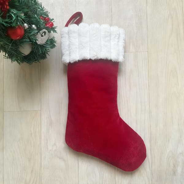 Sammet Julstrumpa Generös Presenthållare Hängögla Julstrumpa Red