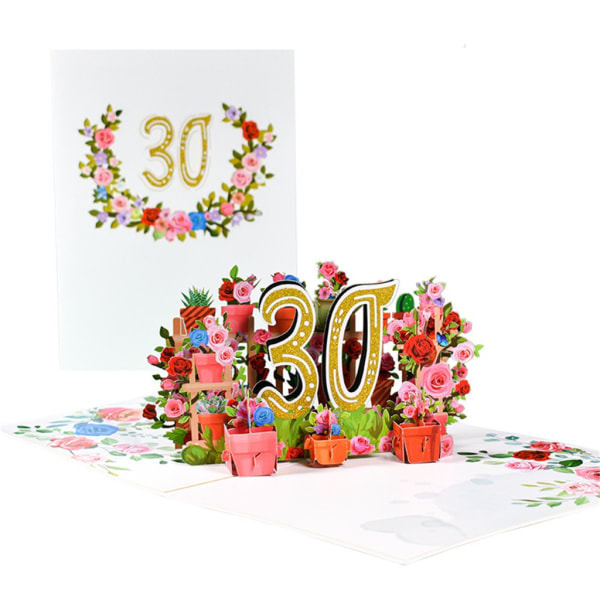 3D-blomsterjubileumskort gratulationskort med litet kort kuvertsats för bröllopsparets födelsedagsminne 40