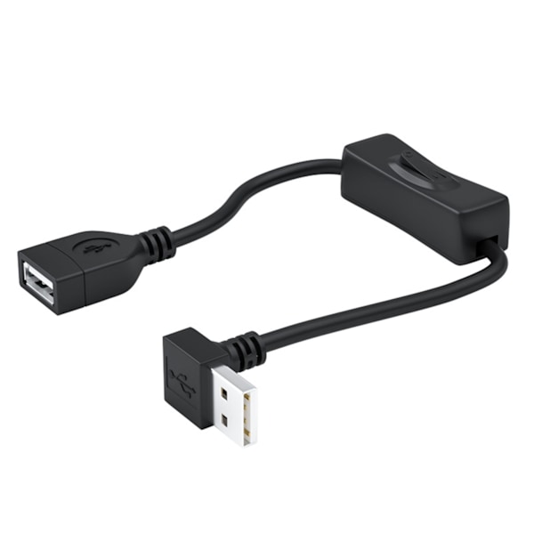 UPP Vinklad 90 grader USB 2.0 hane till hona förlängningskabel med strömbrytare ON OFF Förlängare för datormobiltelefon 200cm