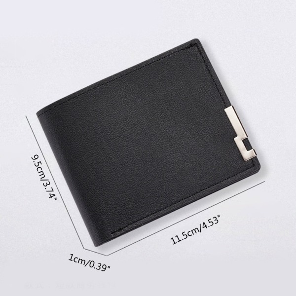 Kort plånbok för män PU-läder Bifold-plånbok Smal kreditkortshållare Myntplånbok Affärsplånbok för män Black