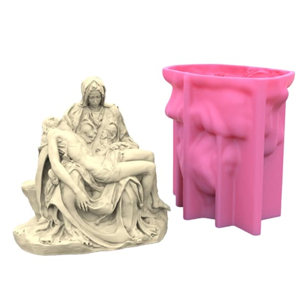 Pieta Staty Ljusstöpsformar, 3D Handgjord Tvålform, Stående Prydnadsformar