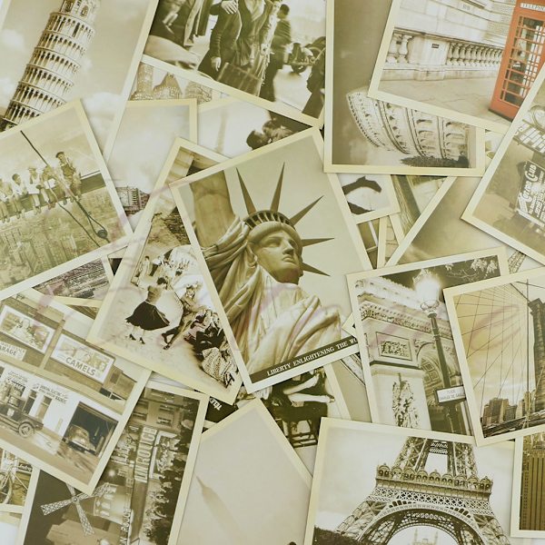 Parti med 32 Resepostkort Retro Vintage Landskap Foto Bild Affisch Postkort
