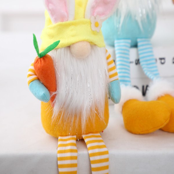 Påskhare Gnome Handgjorda kanin plyschleksaker för dockornamenter Barn Påsk Dec Yellow