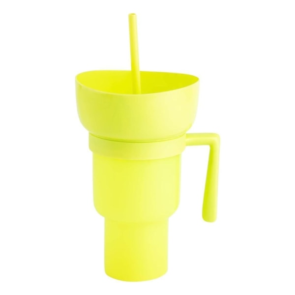 Popcorn Beverage Cup Multifunktionell delad kopp Plastmaterial Popcorns Cup Perfekt för filmkväll och fester Yellow