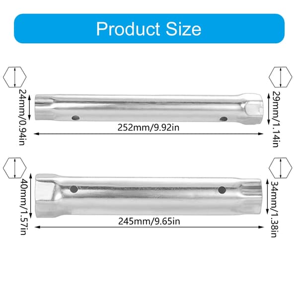 2 stk. bruseventiler topnøglesæt 24/29 mm, 34/40 mm VVS topnøgle