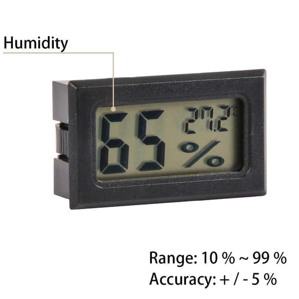 Digitalt temperaturmålertermometer hygrometer Fahrenheit (℉) til drivhus Black